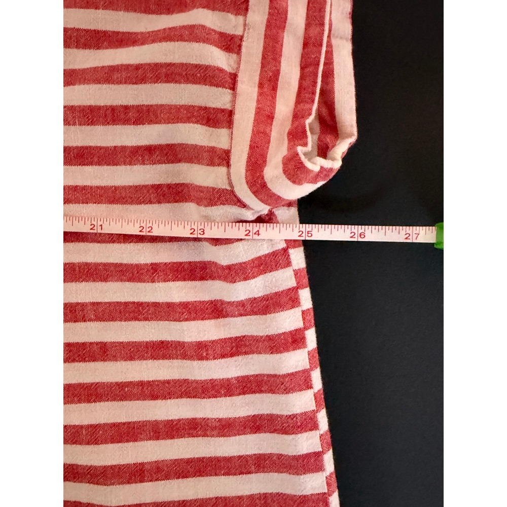 Liz Claiborne Womens XL Red White Striped Linen Blend Nautical Americana Top - Picture 7 of 7